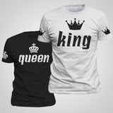 King Queen Lovers Tee T Shirt Imperial Crown Printing Couple