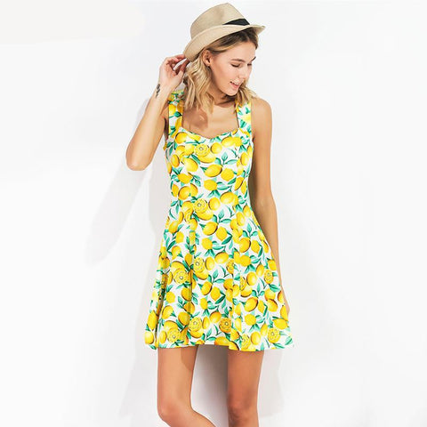 Summer Dress Women Fruit Lemon