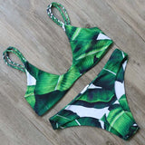 Print Floral Palm Tree Bikini Set